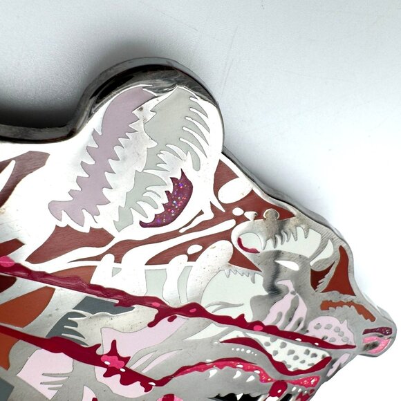 Almost Amusing x Dave Correia Large Enamel Pin Pink Bloody Tiger Rare - Picture 4 of 13